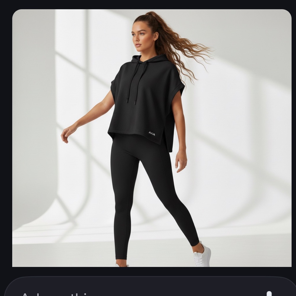 Avia Black oversized cropped sleeveless sweatshirt hoodie